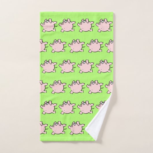 Funny 6 Cartoon Illustration Pig Wählen Sie Farbe  Badhandtuch Set (Handtuch)