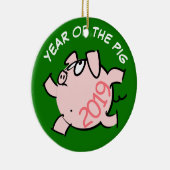 Funny 6 Cartoon Illustration Pig Year 2019 Runde Keramik Ornament (Rechts)