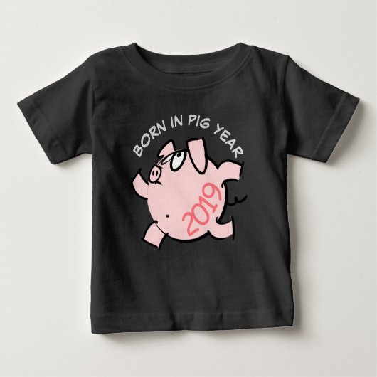 Funny 6 Cartoon Illustration Pink Pig 2019 Baby T Baby T-shirt (Vorderseite)