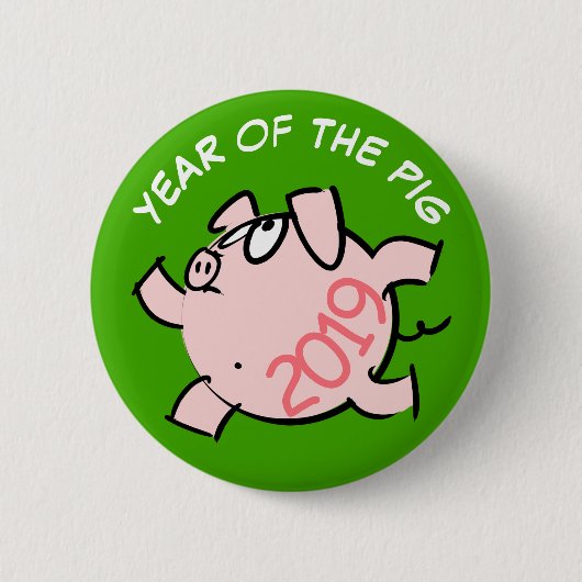 Funny 6 Cartoon Pig Jahr 2019 Knopf Farbe auswähle Button (Vorderseite)