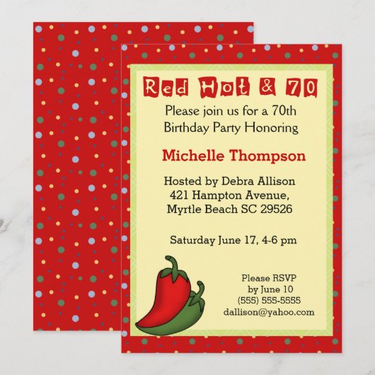 Funny 70. Geburtstag Einladungen (Vorne/Hinten)