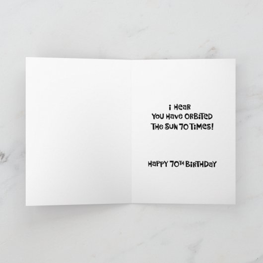 Funny 70. Geburtstag Glückwunsch Karte (Innenseite)