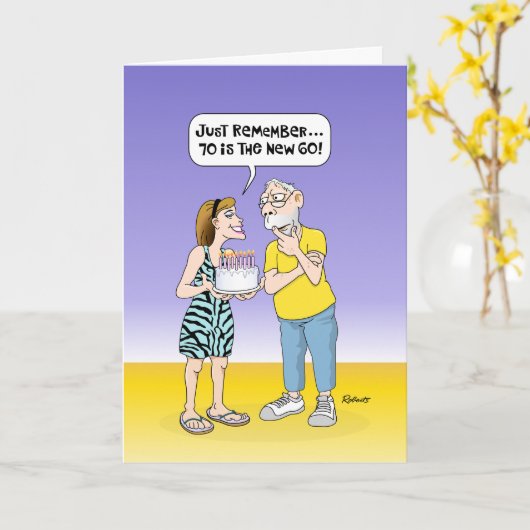 Funny 70. Geburtstag Karte (Gelbe Blume)