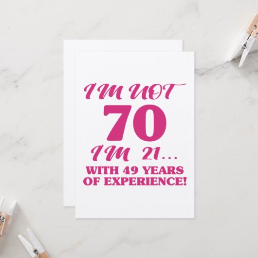 Funny 70. Geburtstag Karte (Vorderseite/Rückseite Beispiel)
