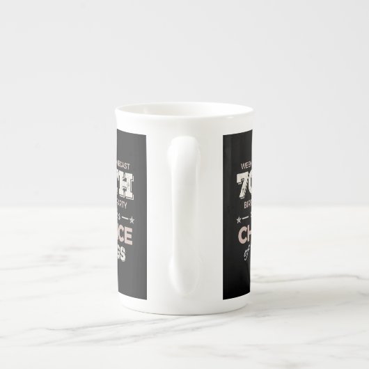 Funny 70. Geburtstag Redewendungen Porzellantasse (Rückseite)