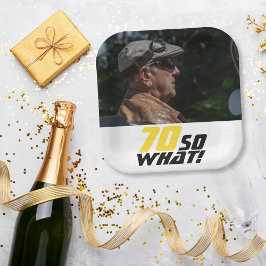 Funny 70 so, was Zitat Foto 70. Geburtstag Pappteller