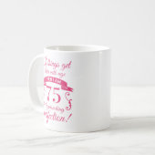 Funny 75. Geburtstag 'Perfection' Kaffeetasse (Vorderseite Links)
