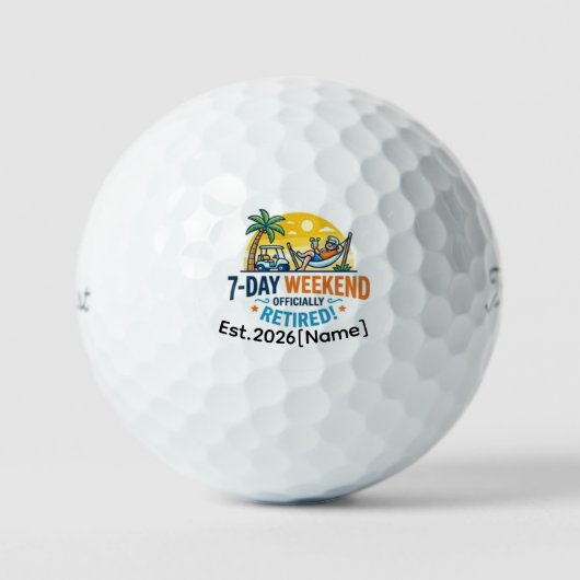 Funny 7-Day Weekend Officially Retired Golf Ball (Vorderseite)