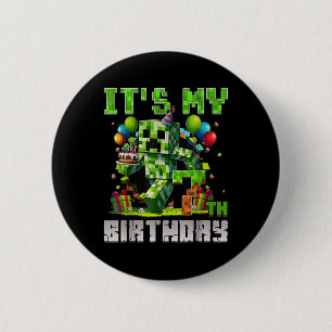 Funny 7 Jahre alt 7. Geburtstag Pixel Art Gamer Bo Button