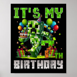 Funny 7 Jahre alt 7. Geburtstag Pixel Art Gamer Bo Poster