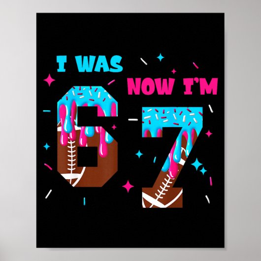 Funny 7 Year Old Birthday Football Ice Cream Drip Poster (Vorne)