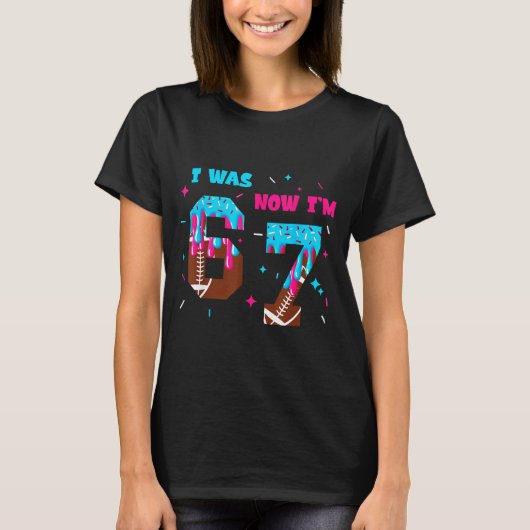 Funny 7 Year Old Birthday Football Ice Cream Drip  T-Shirt (Vorderseite)