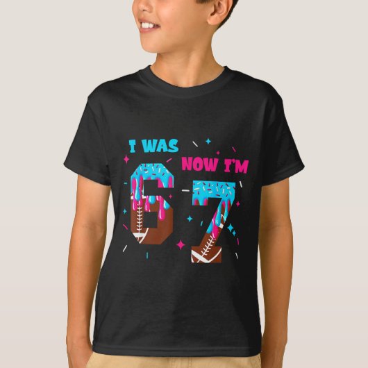 Funny 7 Year Old Birthday Football Ice Cream Drip T-Shirt (Vorderseite)