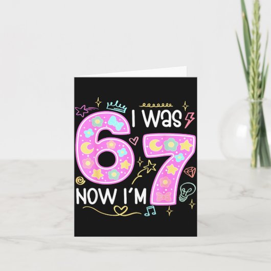 Funny 7 Year Old Birthday I Was 6 Now I'm 7 Meme T Karte (Vorderseite)