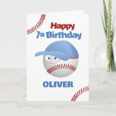 Funny 7th Birthday Baseball Theme Karte (Vorderseite)