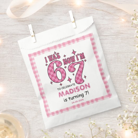 Funny 7th Birthday | “I Was 6, Now 7” Party Geschenktütchen (Ausgeschnitten)