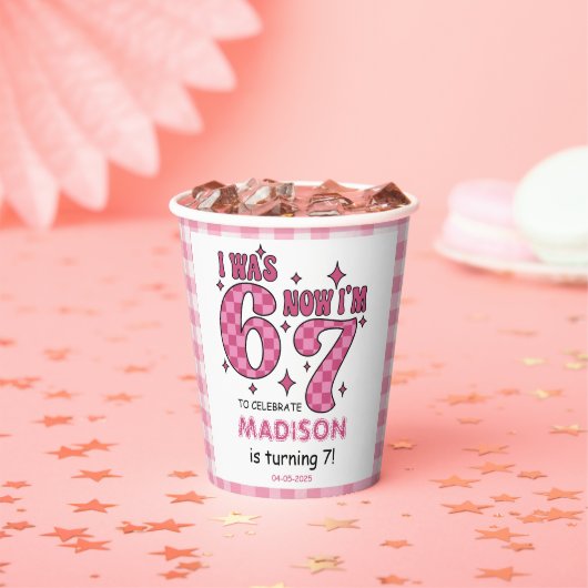 Funny 7th Birthday | “I Was 6, Now 7” Party Pappbecher (Insitu)