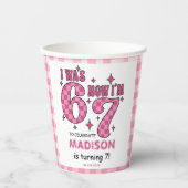 Funny 7th Birthday | “I Was 6, Now 7” Party Pappbecher (Vorderseite)