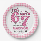 Funny 7th Birthday | “I Was 6, Now 7” Party Pappteller (Vorderseite)