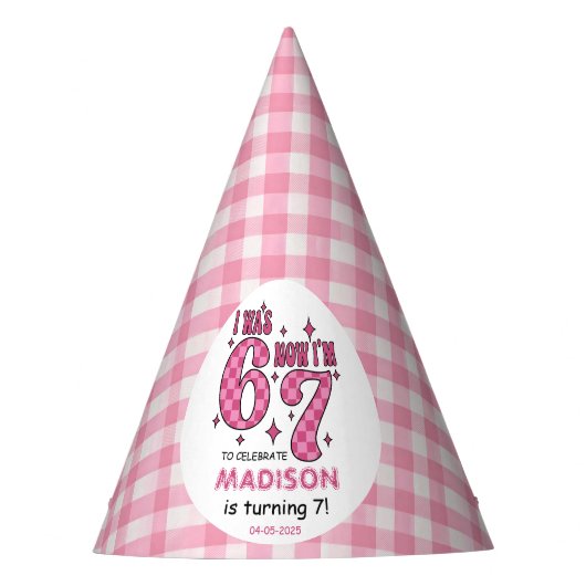 Funny 7th Birthday | “I Was 6, Now 7” Party Partyhütchen (Vorderseite)