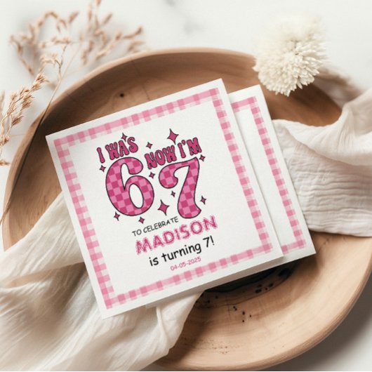 Funny 7th Birthday | “I Was 6, Now 7” Party Serviette