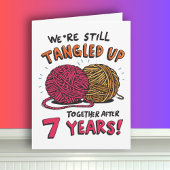 Funny 7th Wedding Jubiläum Tangled Wolle Karte