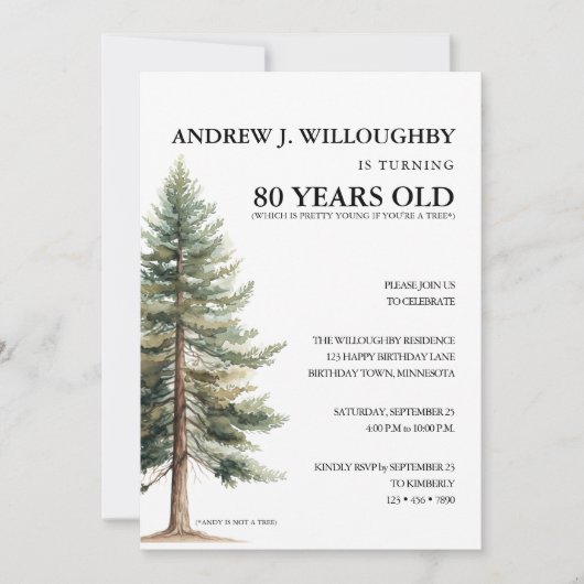 Funny 80. Geburtstag Einladung (Vorderseite)