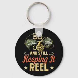 Funny 80. Geburtstag Fishing Shirt für Männer Tank Schlüsselanhänger