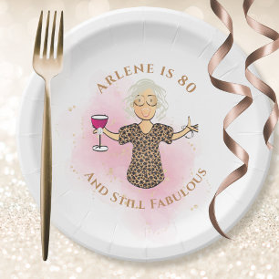 Funny 80. Geburtstag Gold Pink 80 und fabelhaft Pappteller