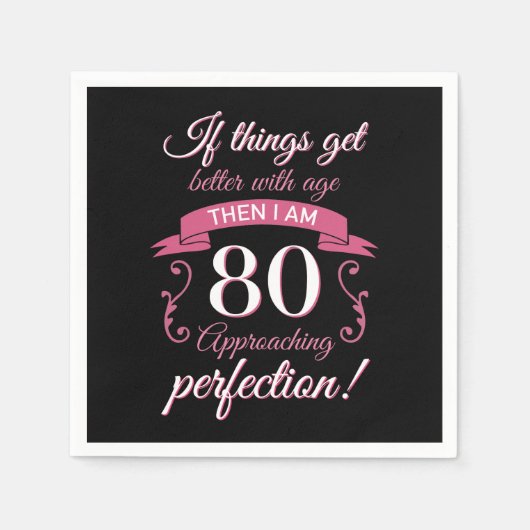 Funny 80. Geburtstag 'Perfection' Serviette (Vorderseite)