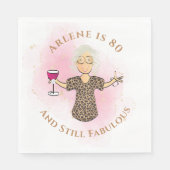 Funny 80 und fabelhafter Cartoon Pink 80. Geburtst Serviette (Vorderseite)