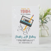 Funny 80er Music Retro Cassette Tape 40. Geburtsta Einladung (Stehend Vorderseite)