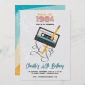 Funny 80er Music Retro Cassette Tape 40. Geburtsta Einladung (Vorne/Hinten)