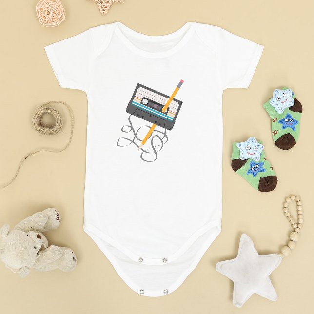 Funny 80er Music Retro Cassette Tape Baby Strampler (Funny 80s Music Retro Cassette Tape Baby Bodysuit)