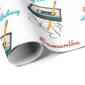 Funny 80er Music Retro Cassette Tape Geburtsname Geschenkpapier (Rolleneckpunkt)