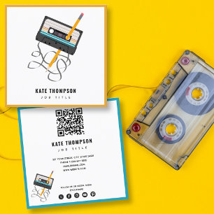 Funny 80er Music Retro Cassette Tape QR Code Quadratische Visitenkarte