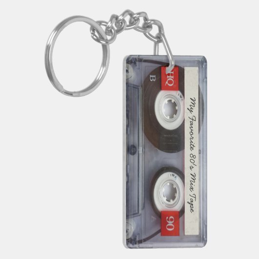 Funny 80's Cassette Tape, Personalisiert Schlüsselanhänger (Vorderseite links)