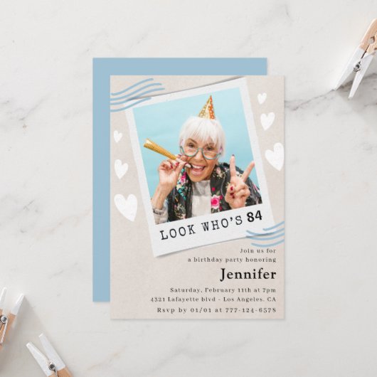 Funny 84. Geburtstag Einladungen Foto (Vorderseite/Rückseite Beispiel)