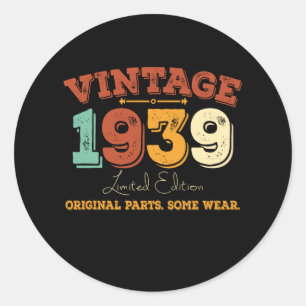 Funny 86 Year Old 1939 Vintag 86. Geburtstagsgesch Runder Aufkleber