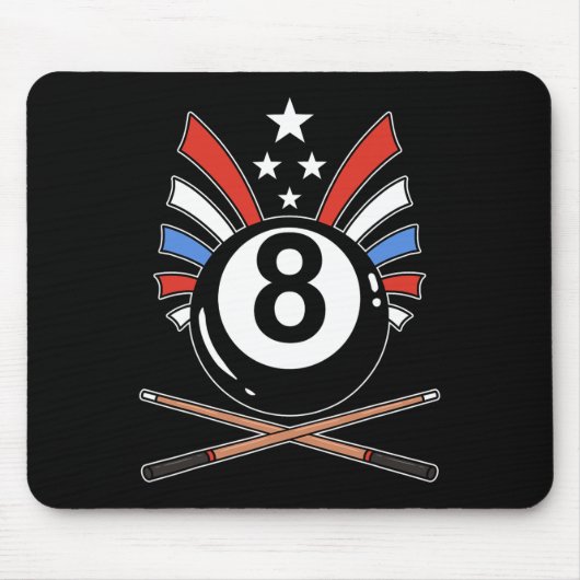 Funny 8 Ball Billiard Pool Player Aight Ball Billi Mousepad (Vorne)