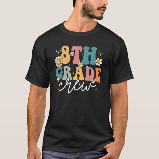 Funny 8th Grade Crew Back To School Retro Groovy V T-Shirt (Vorderseite)