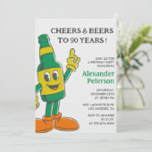 Funny 90. Geburtstag Einladungen Bier Vintag Men (Stehend Vorderseite)