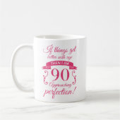 Funny 90. Geburtstag 'Perfection' Kaffeetasse (Links)