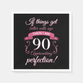 Funny 90. Geburtstag 'Perfection' Serviette (Vorderseite)