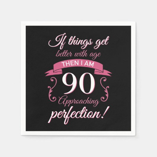 Funny 90. Geburtstag 'Perfection' Serviette (Vorderseite)