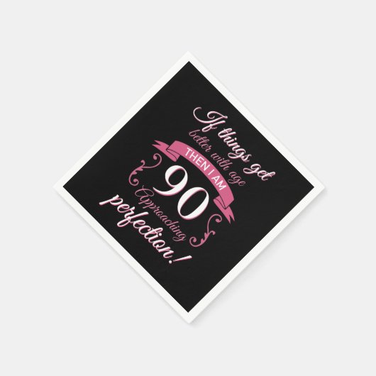 Funny 90. Geburtstag 'Perfection' Serviette (Ecke)