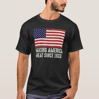 Funny 90. Geburtstag US Flag Amerika groß machen S T-Shirt