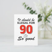 Funny 90. jähriges Geburtstagsdesign Postkarte (Stehend Vorderseite)