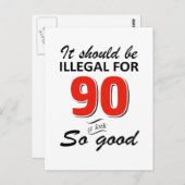 Funny 90. jähriges Geburtstagsdesign Postkarte (Vorne/Hinten)