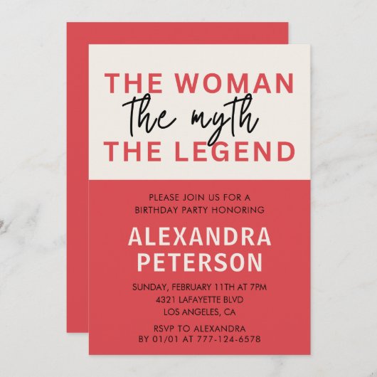 Funny 95. Geburtstag Einladungen Frauen Myth Legen (Vorne/Hinten)